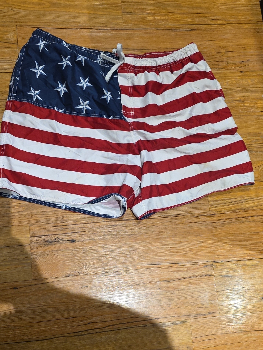 Trader Bay Men's American Flag Swim Trunks - Red, White & Blue